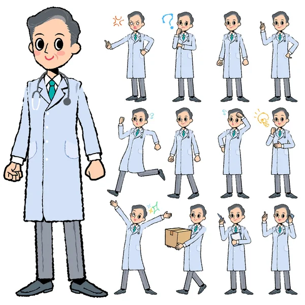 Doctor man in hand painted — Stock Vector