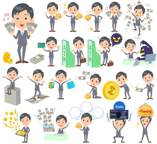 Gray Suit Businessman money — Stock Vector