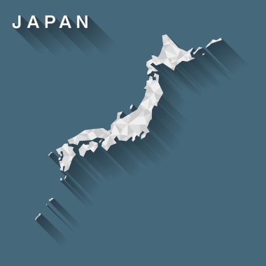 Japonya Haritası gölge şeklinde Kübizm