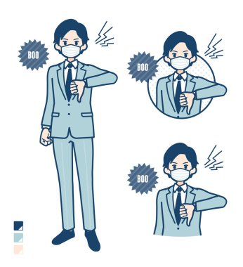 Yuhalanan görüntüler takan genç bir iş adamı.