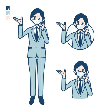 Akıllı telefon görüntülerinde Çağrı ile maskeli genç bir işadamı