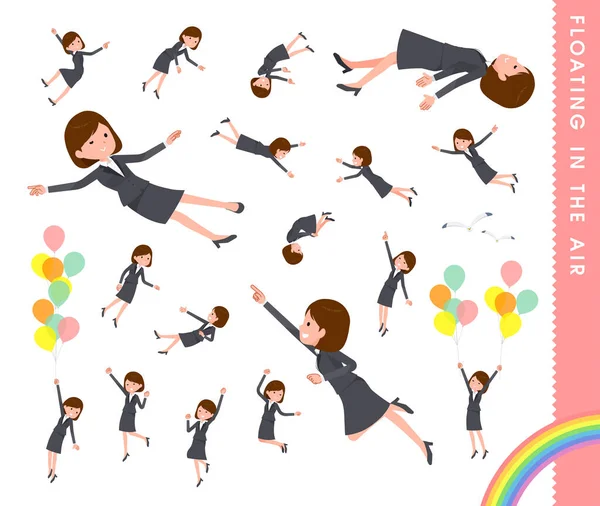 Conjunto Mujeres Flotando Aire Arte Vectorial Por Que Fácil Editar — Vector de stock