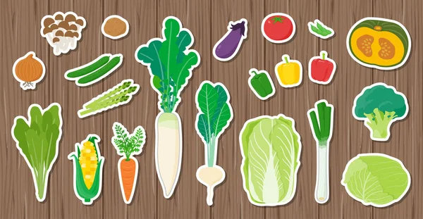 Lot Vegetables Board Seal Type Design Vector Art Easy Edit — Stock Vector