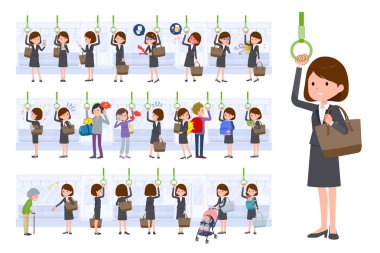 Trendeki bir grup kadın. Bu vektör sanatı, yani montajlaması kolay..