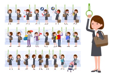 Trendeki bir grup kadın. Bu vektör sanatı, yani montajlaması kolay..