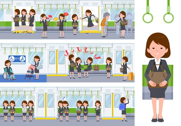 Ensemble Femmes Dans Train Est Art Vectoriel Donc Est Facile — Image vectorielle