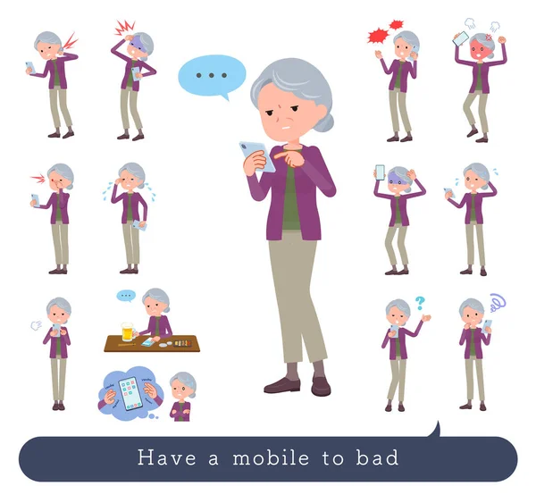 Eine Reihe Von Älteren Frauen Die Mit Einem Smartphone Unglücklich — Stockvektor