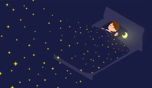 星空の中で眠る女子高生のセット 編集が簡単 — ストックベクタ