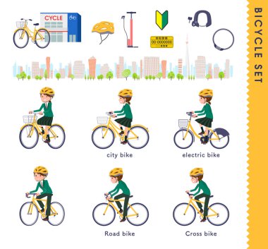 düz tip liseli kız Yeşil Blazer _ bisiklet seti