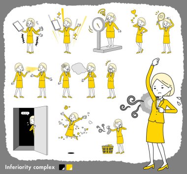 Aşağılık kompleksi olan bir grup kadın. Vektör sanatını düzenlemek çok kolay..