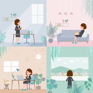 daire tipi iş kadınları _ odada dinleniyor