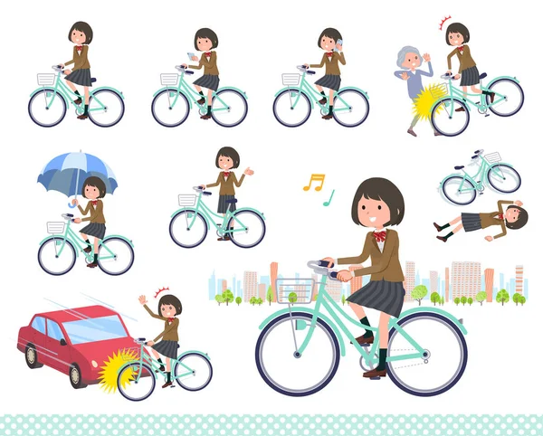 Şehir Bisikletine Binen Bir Grup Liseli Kız Yönlendirmesi Çok Kolay — Stok Vektör