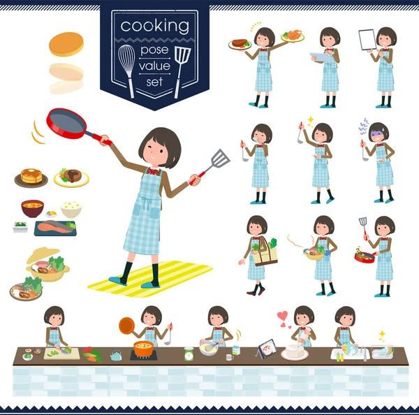 Conjunto Colegiala Sobre Cooking Arte Vectorial Tan Fácil Editar — Vector de stock