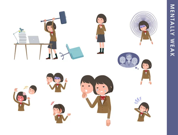 Set Schoolgirl Spirit Weak Vector Art Easy Edit — Stock Vector