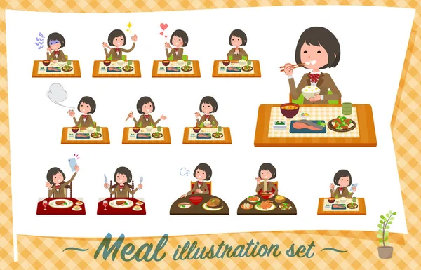 Set School Girl Meal 很容易编辑的矢量艺术It Vector Art Easy Edit — 图库矢量图片