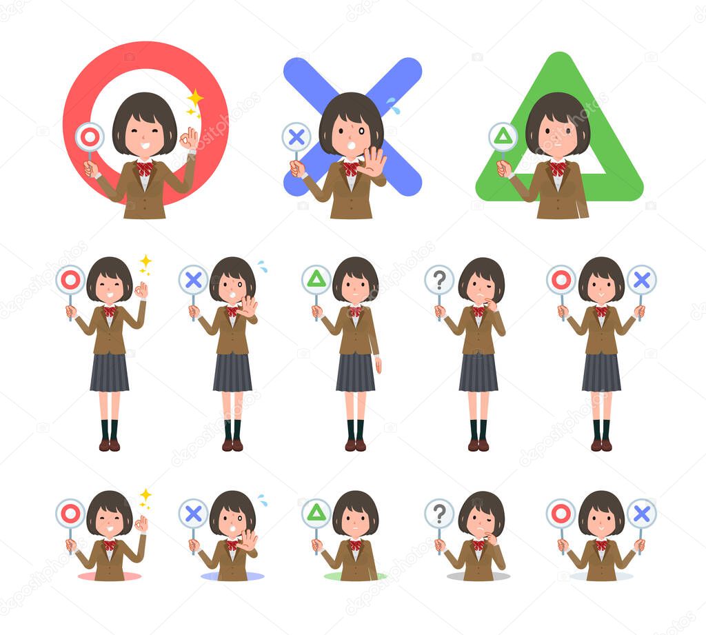 A set of schoolgirl with a round plate.It's vector art so easy to edit.