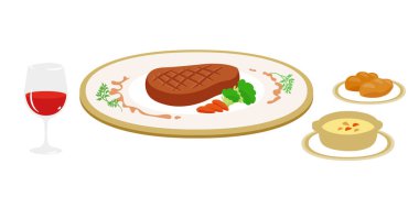 Biftek tabağı. Düzenlemesi kolay vektör illüstrasyonu.