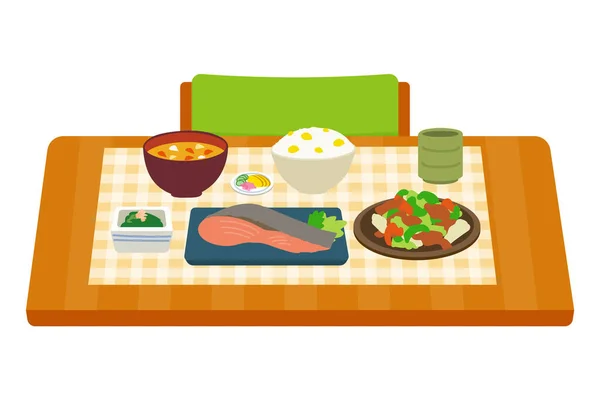 Comida Japonesa Table Vector Ilustração Que Fácil Editar — Vetor de Stock