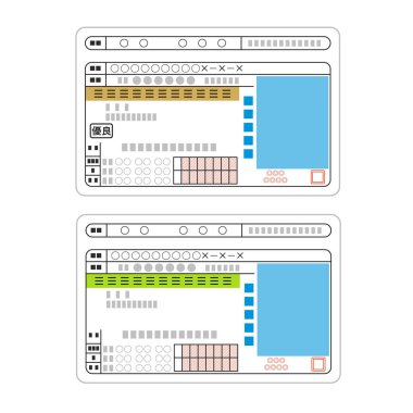 Japon ehliyeti altın ve yeşil. Düzenlemesi kolay vektör illüstrasyonu.