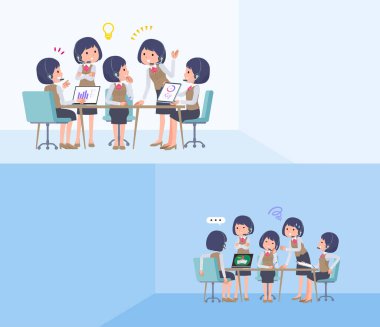 Geliri olan bir grup iş kadını intraserebral toplantı yapıyor.