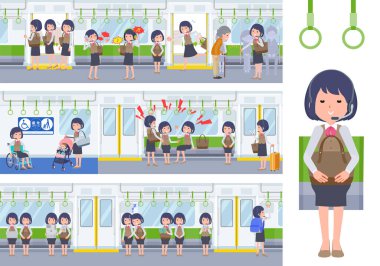 Trende geliri olan bir grup iş kadını.