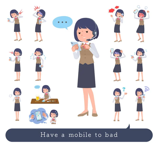 Akıllı Telefon Kullanan Gelirli Mutsuz Bir Grup Kadını — Stok Vektör