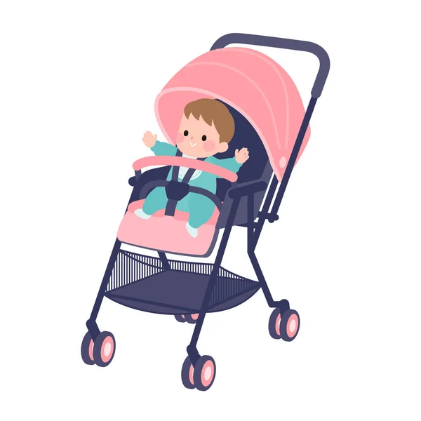 Baby Een Kinderwagen Vector Illustratie Die Gemakkelijk Bewerken — Stockvector