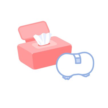 Butt wipes and diapers. Vector illustration that is easy to edit.