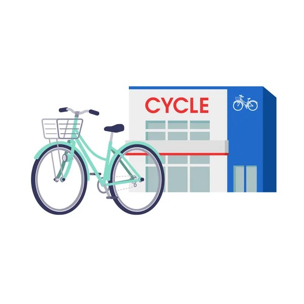 Bisiklet Dükkânı Düzenlemesi Kolay Vektör Illüstrasyonuname — Stok Vektör
