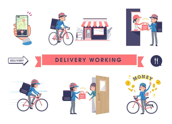 Set Delivery Woman Doing Delivery Work Vector Art Easy Edit — Stock Vector