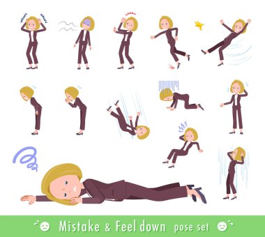 Bir grup sarışın iş kadını başarısızlıklarını ve depresyonlarını dile getiriyorlar. Vektör sanatını düzenlemek çok kolay..