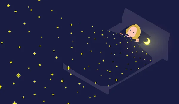 Conjunto Mujeres Negocios Cabello Rubio Durmiendo Cielo Estrellado Arte Vectorial — Archivo Imágenes Vectoriales