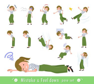 Başarısızlık ve depresyonu ifade eden sıradan moda kadınlarından oluşan bir set. Yönlendirme sanatını düzenlemek çok kolay..