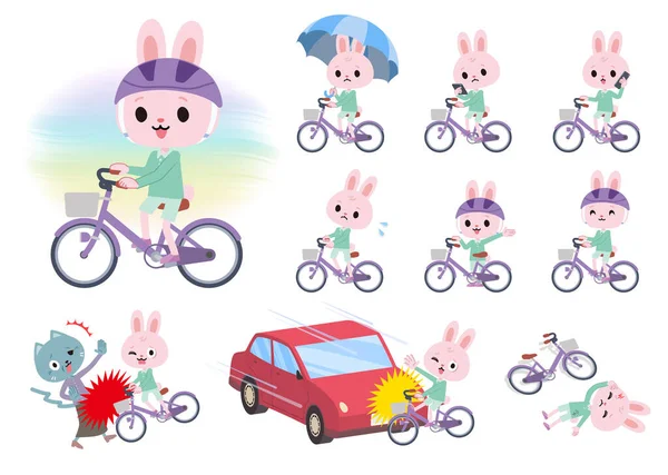 Bir Grup Tavşan Çocuk Şehir Bisikletine Biniyor Vektör Sanatı Yani — Stok Vektör