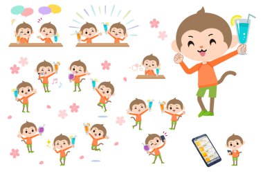 İçki partisinde bir grup maymun çocuk. Bu vektör sanatı, yani montajlaması kolay..