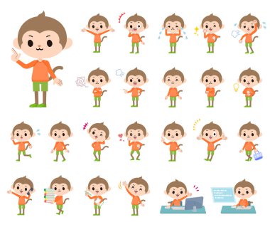 Çeşitli duyguları ifade eden bir grup maymun çocuk. Yönlendirmesi çok kolay..