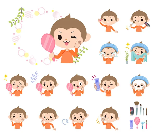 Set Monkey Boy Beauty Vector Art Easy Edit — Stock Vector