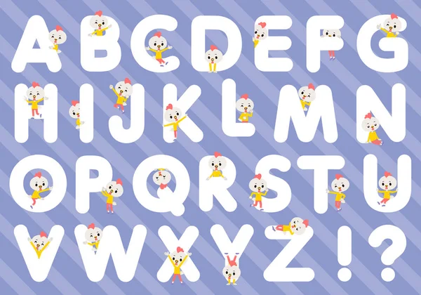 Eine Reihe Von Bird Boy Mit Alphabet Entworfen Ist Vektorkunst — Stockvektor
