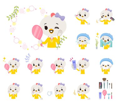 Çok güzel bir Bird Girl seti. Vektör sanatı. Düzenlemesi kolay..