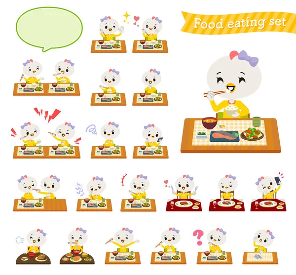 Yemekler Hakkında Bir Grup Kuş Kız Vektör Sanatı Yani Montajlaması — Stok Vektör
