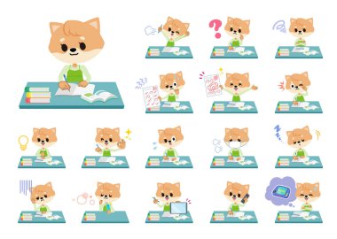 A set of Dog girl on study.It's vector art so it's easy to edit. clipart