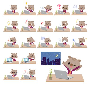 Bir grup yaban domuzu masabaşı işi. Vektör sanatı olduğu için düzenlemesi kolay..