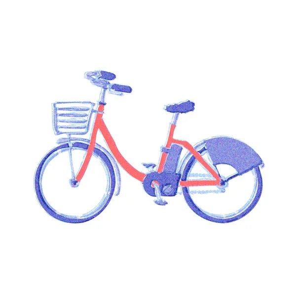 Sideways Electric Bicycle Bike Watercolor Touch — Stock Photo, Image