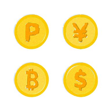 Çeşitli para birimleri. Suluboya bir dokunuş..