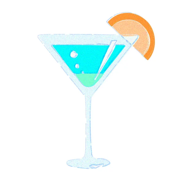 Blauwe Cocktail Het Een Aquarel Touch — Stockfoto