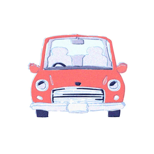 Car Retro Bonito Toque Aquarela — Fotografia de Stock