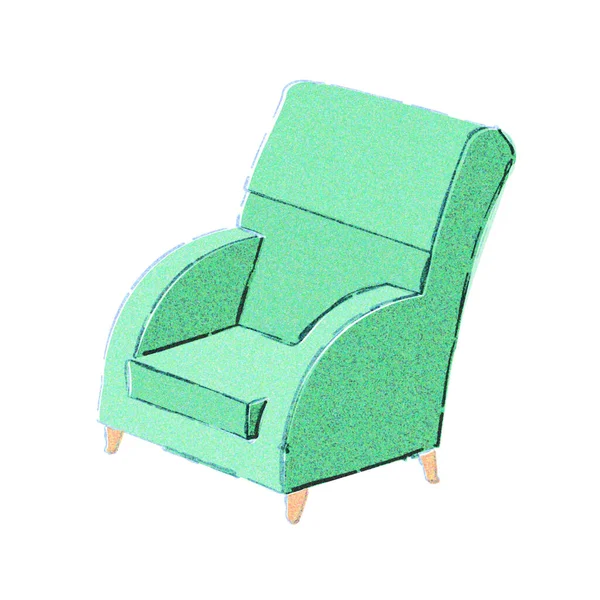 Sofa Assento Toque Aquarela — Fotografia de Stock