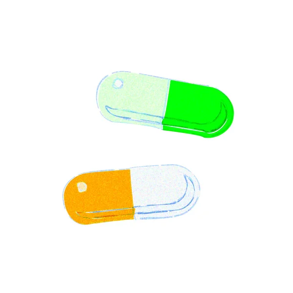 Capsule Medicine Watercolor Touch — Stock Photo, Image