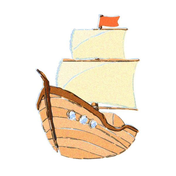 Stary Statek Akwarela — Zdjęcie stockowe