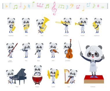 Klasik müzik performansları üzerine bir dizi Panda kızı. Bu vektör sanatı, bu yüzden düzenlemesi kolay..